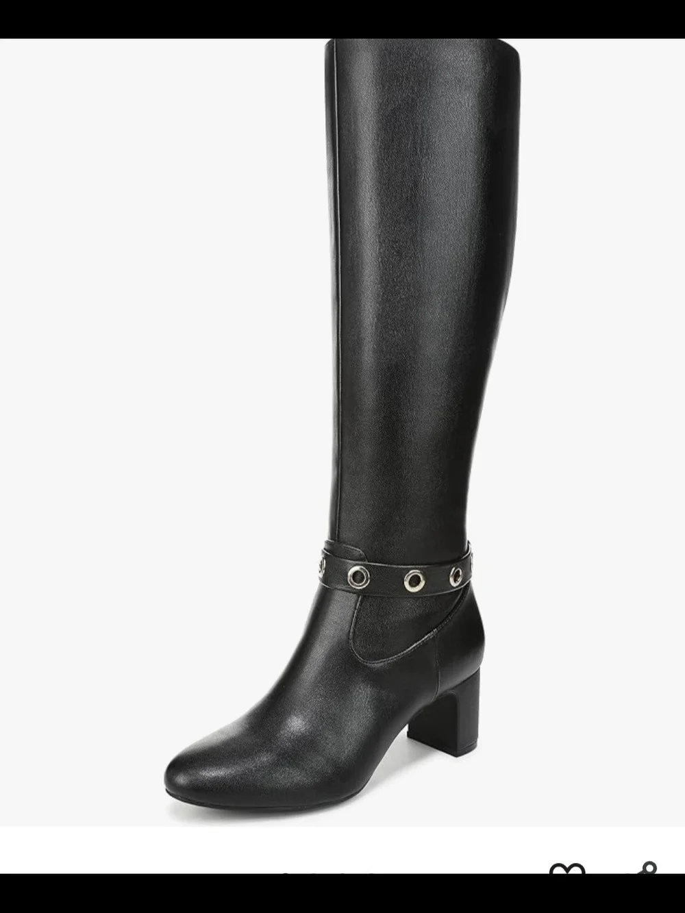 Life Stride Black Block Heel Boots with Eyelet Strap 8.5W